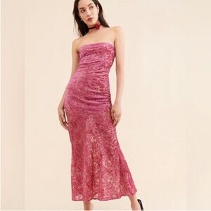 FOR LOVE & LEMONS Francesca Maxi Dress in Pink NWOT size small